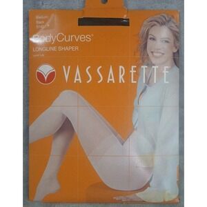 Vassarette Body Curves Longline Shaper Medium Black 5140 V Panel Tummy Control